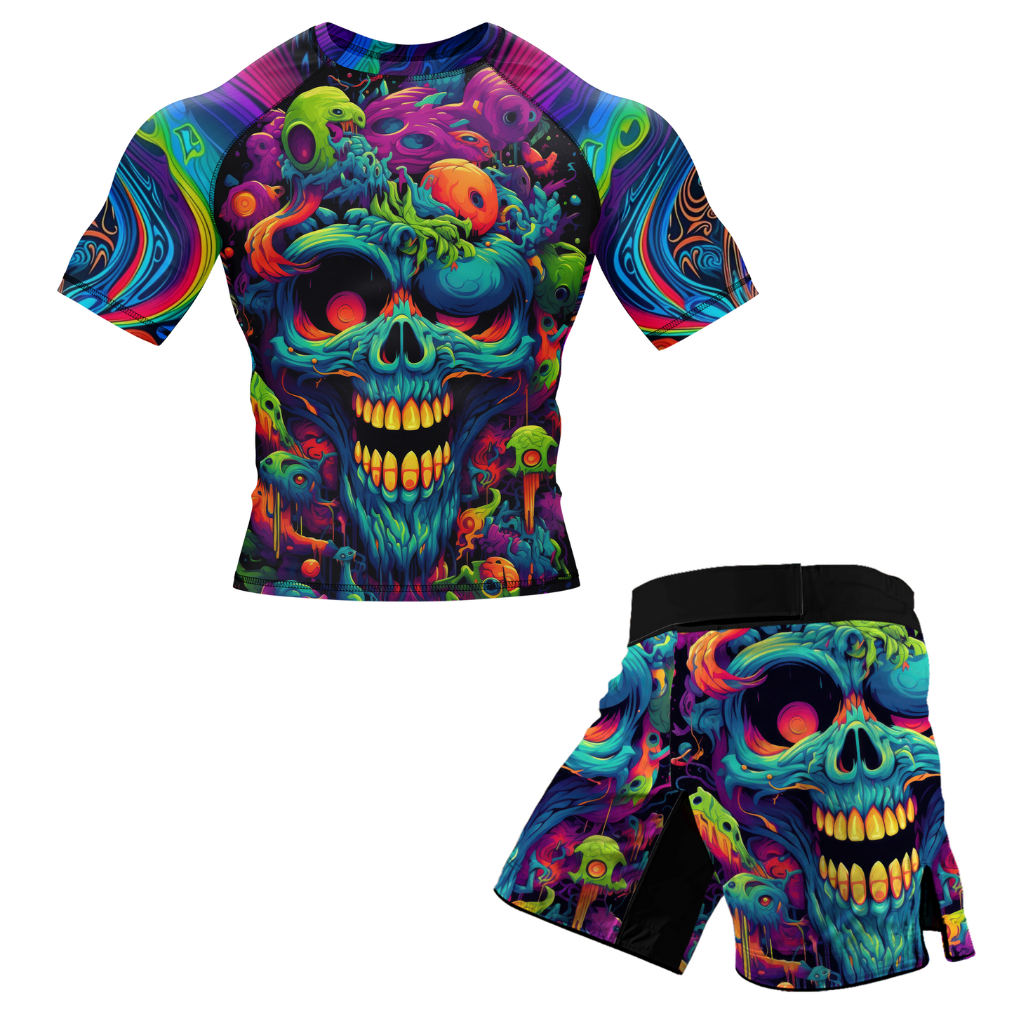 Psychedelic Lock BJJ Rash Guard - Short sleeve