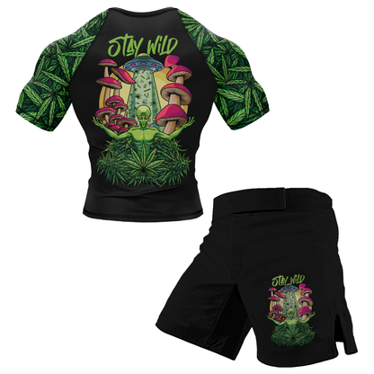 Galactic Mushroom BJJ Rash Guard - Short Sleeve