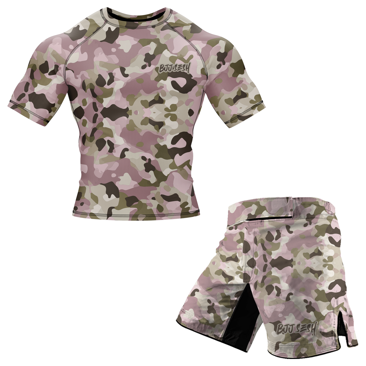 Combat Camo Pink BJJ Rash Guard - Short Sleeve