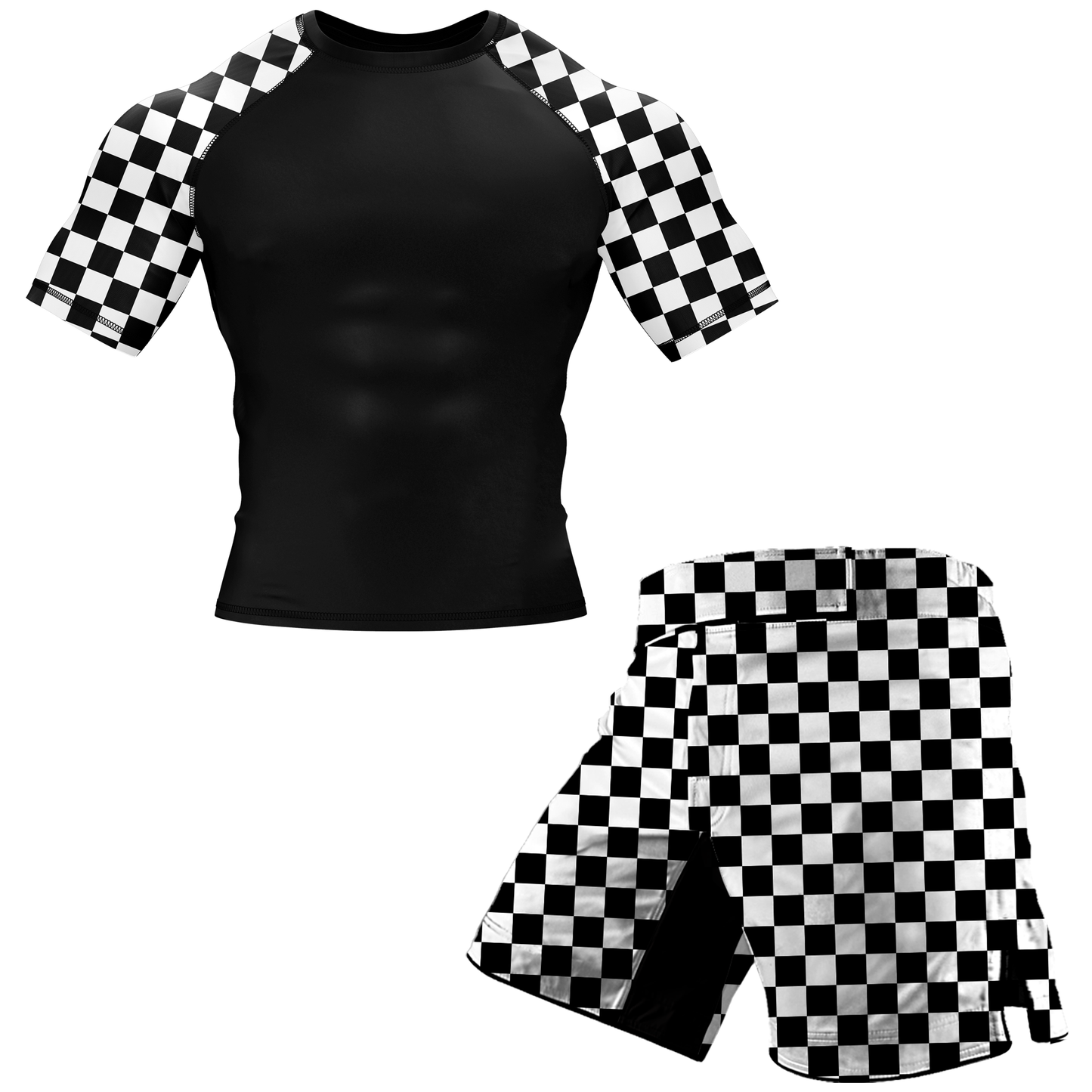 Checkered BJJ Rash Guard - Shortsleeve