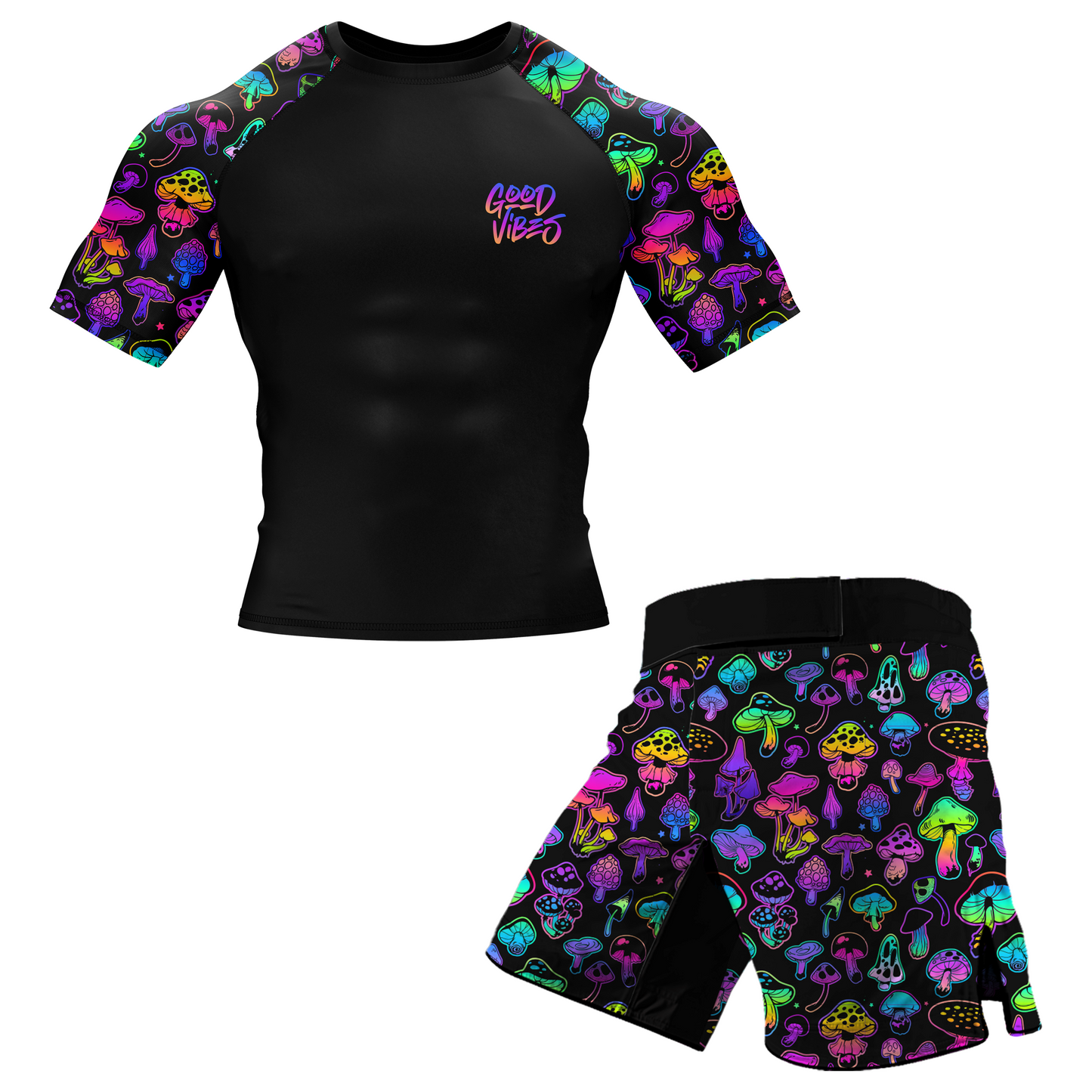 Psychedelic Mushroom BJJ Rash Guard - Short sleeve