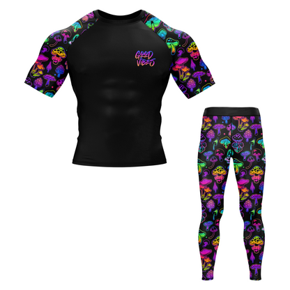 Psychedelic Mushroom BJJ Rash Guard - Short sleeve