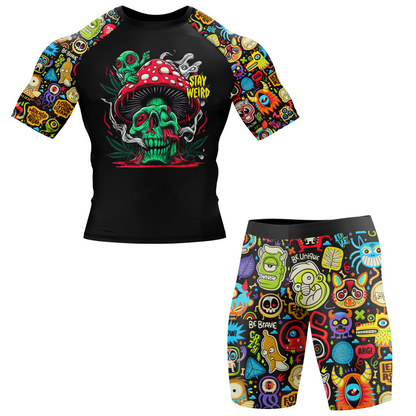 Stay Weird Doodle BJJ Rash Guard - Shortsleeve