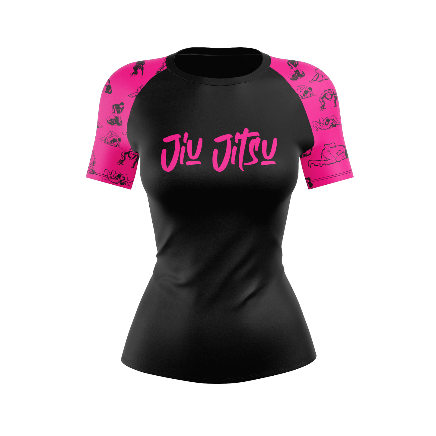 Black Pink Jiu Jitsu Women's BJJ Rash Guard - Short Sleeve