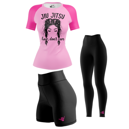 Jiu Jitsu Hair Don't Care Women's BJJ Rash Guard - Short Sleeve