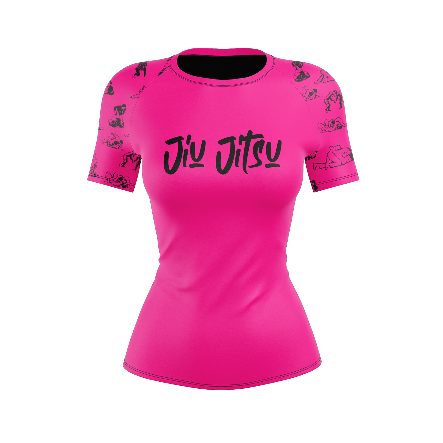 Black Pink Jiu Jitsu Women's BJJ Rash Guard - Short Sleeve