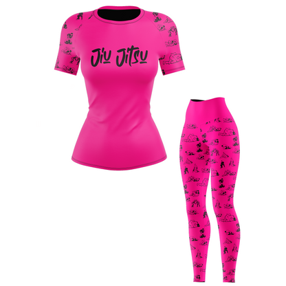 Black Pink Jiu Jitsu Women's BJJ Rash Guard - Short Sleeve