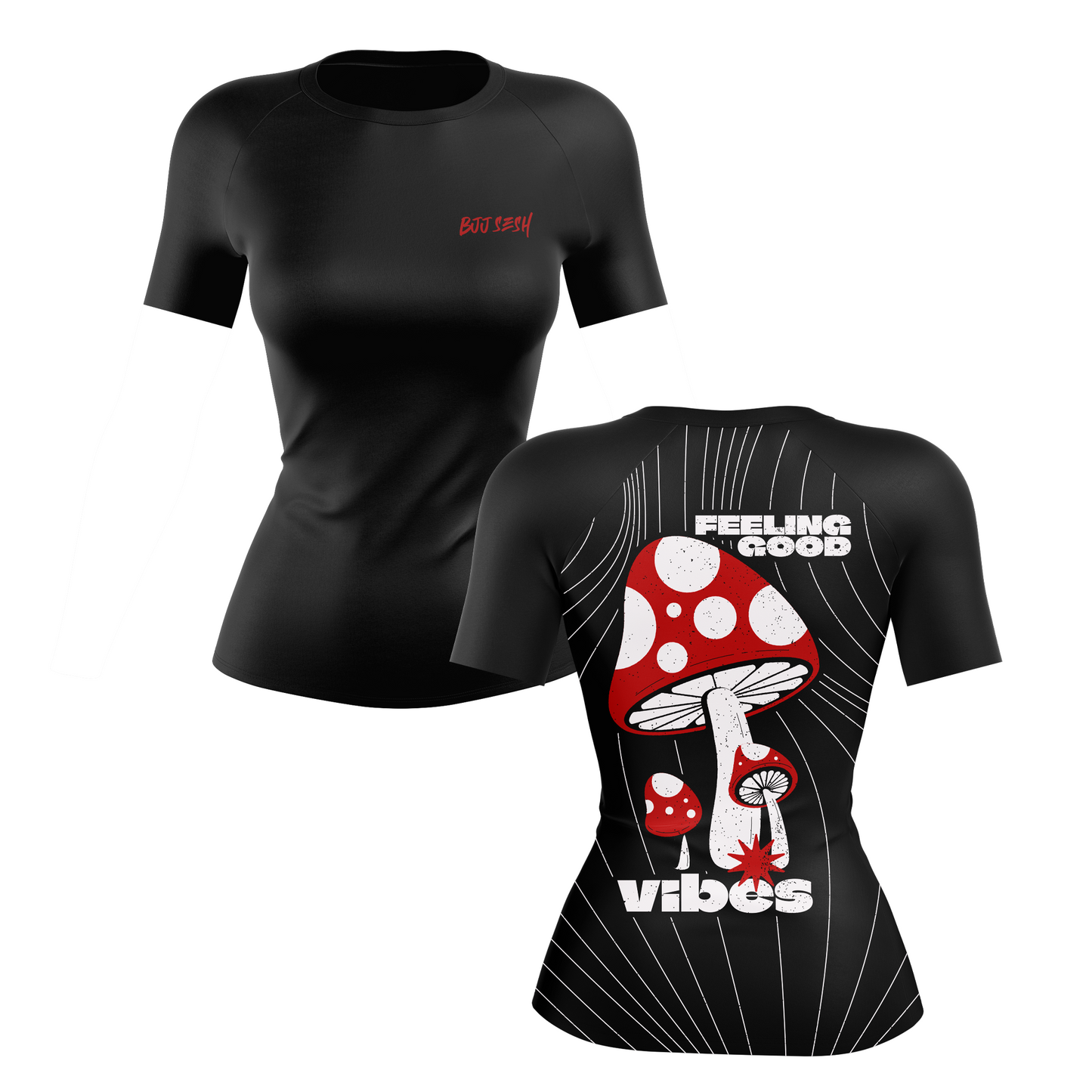 Feel the Good Vibes Women's BJJ Rash Guard - Short sleeve