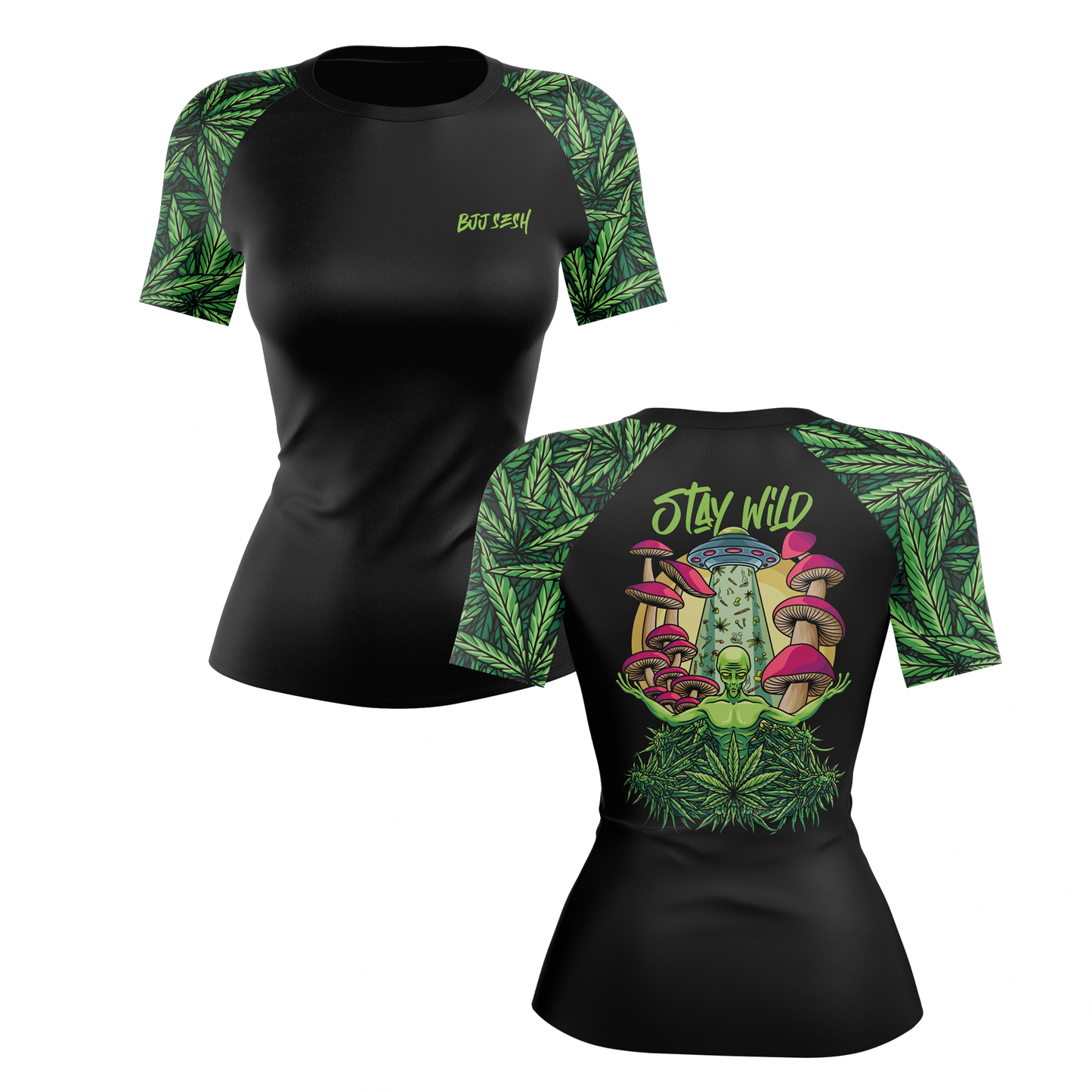 Galactic Mushroom Women's BJJ Rash Guard - Short Sleeve