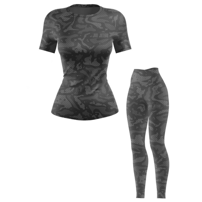 Jiu Jitsu Grey Camo Women's BJJ Rash Guard - Shortsleeve