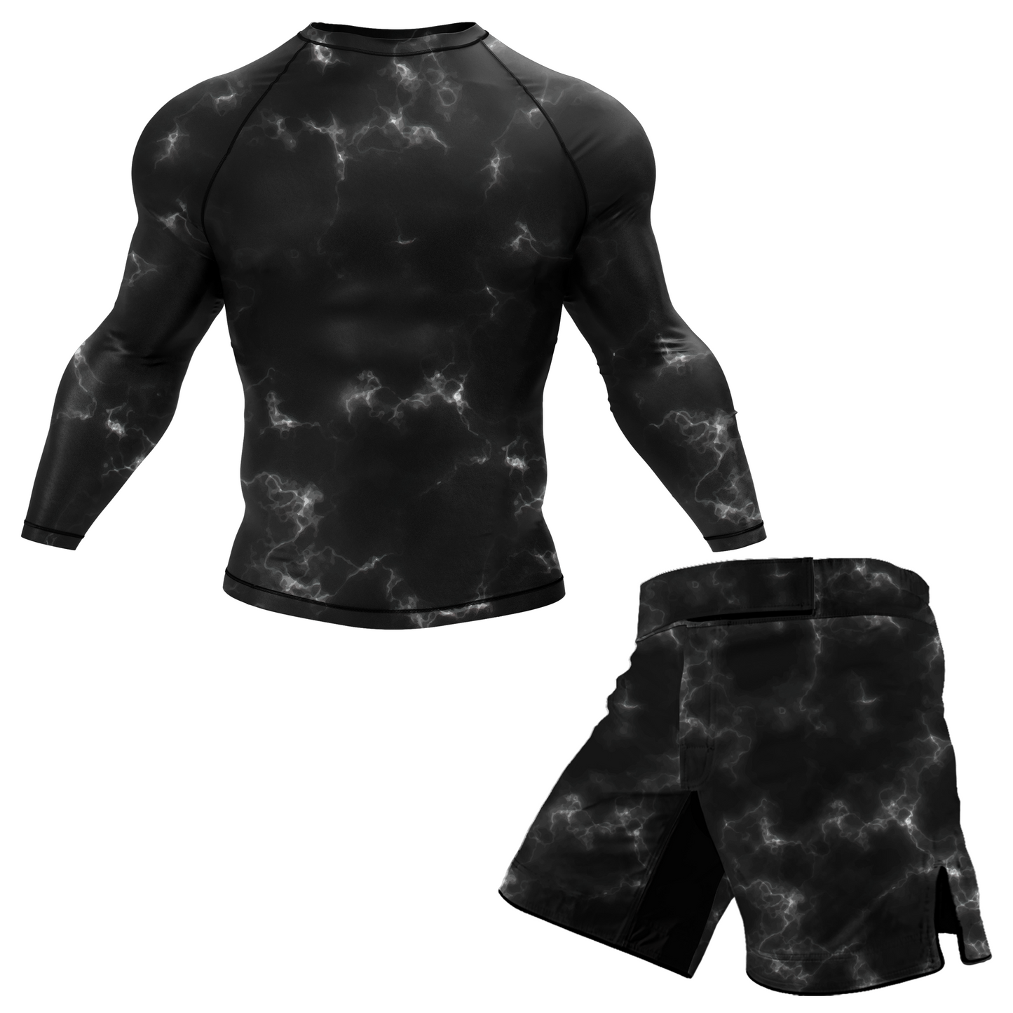 Black Marble Lightning BJJ Rash Guard