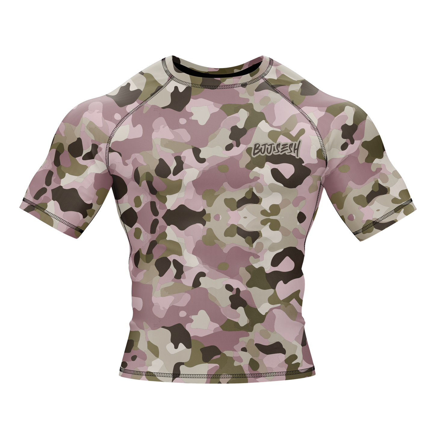 Combat Camo Pink BJJ Rash Guard - Short Sleeve