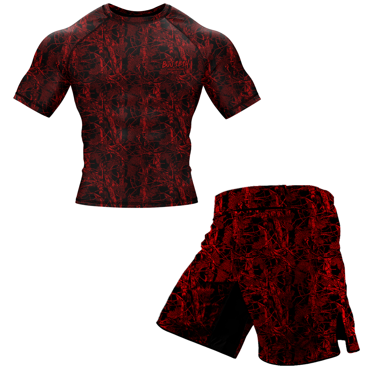Red Forest Camo BJJ Rash Guard