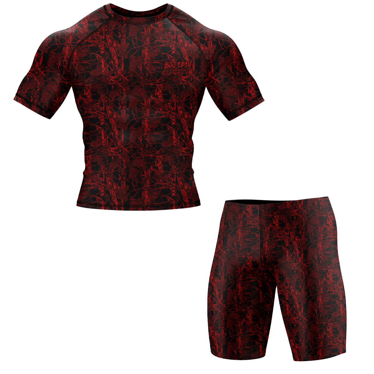 Red Forest Camo BJJ Rash Guard