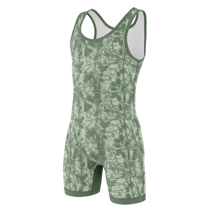 Green Forest Camo Wrestling Singlet
