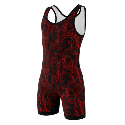 Red Forest Camo Wrestling Singlet