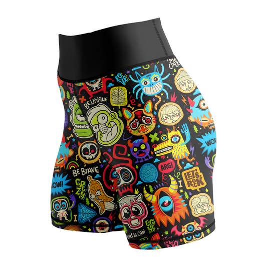 Stay Weird Doodle Women's BJJ Spats Shorts