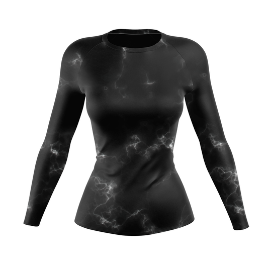 Black Marble Lightning Women's BJJ Rash Guard