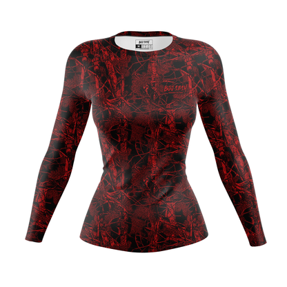 Red Forest Camo Women's BJJ Rash Guard