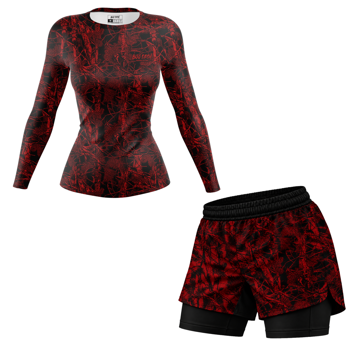 Red Forest Camo Women's BJJ Rash Guard
