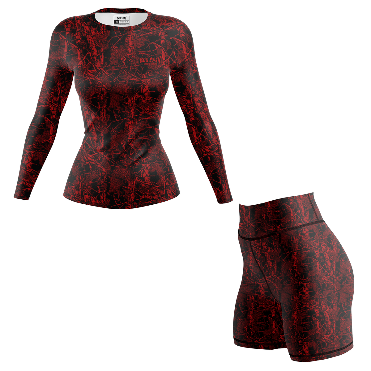 Red Forest Camo Women's BJJ Rash Guard