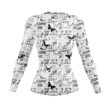 Newspaper Women's BJJ Rash Guard