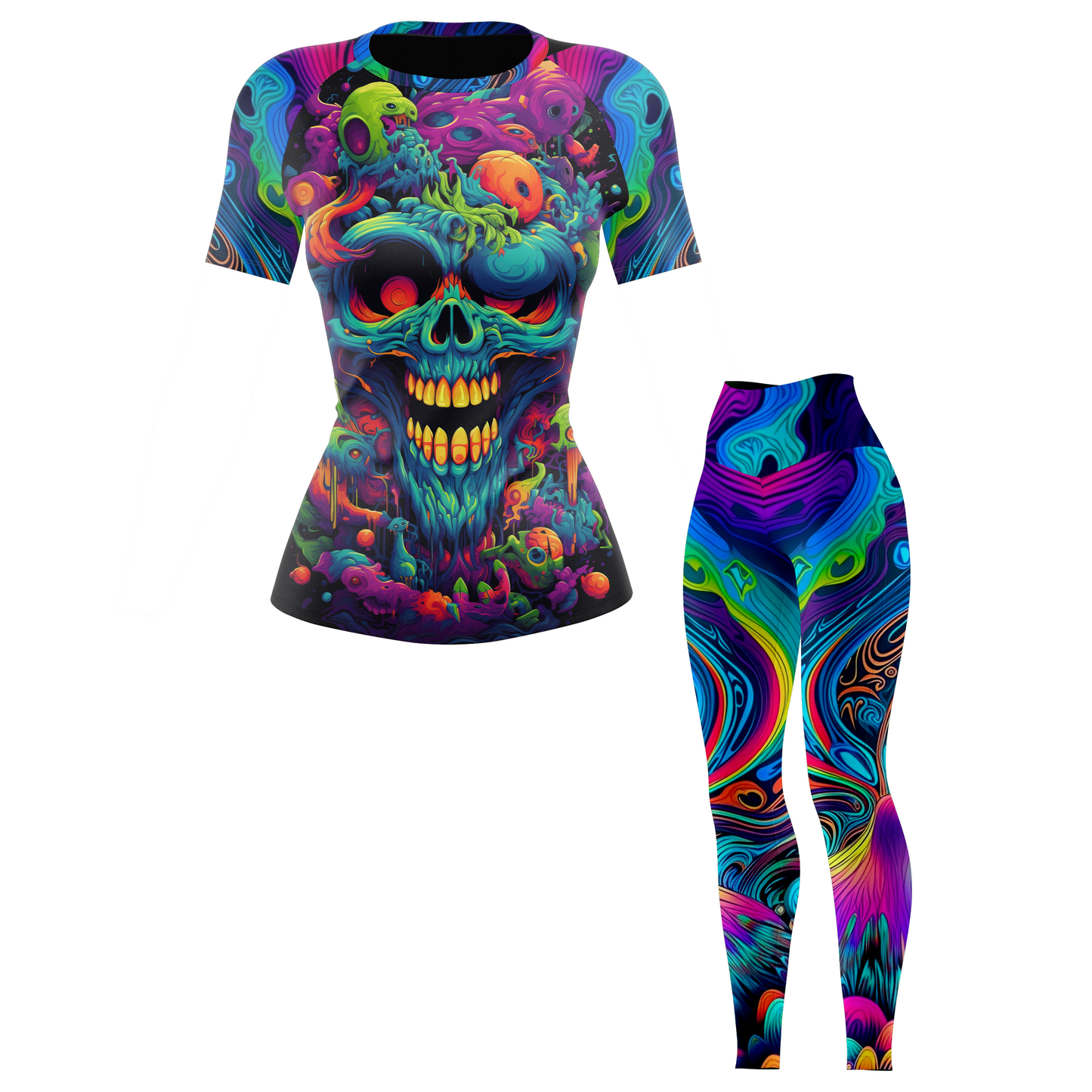 Psychedelic Lock Women's BJJ Rash Guard - Short Sleeve