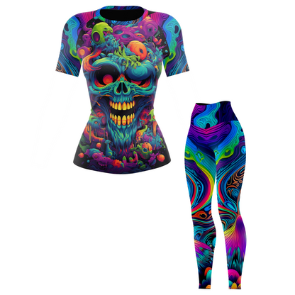 Psychedelic Lock Women's BJJ Rash Guard - Short Sleeve