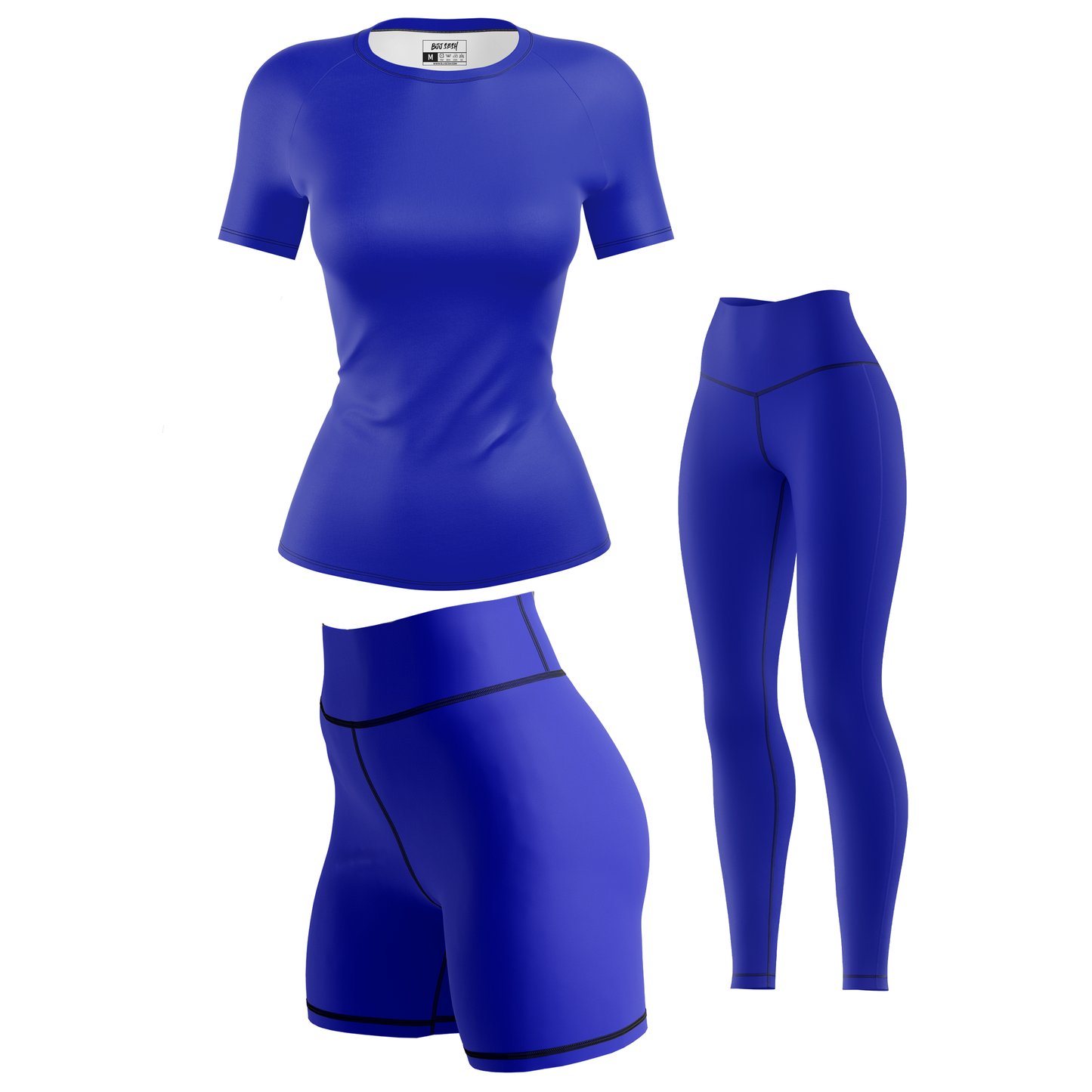 Plain Blue Women's BJJ Rash Guard - Short Sleeve