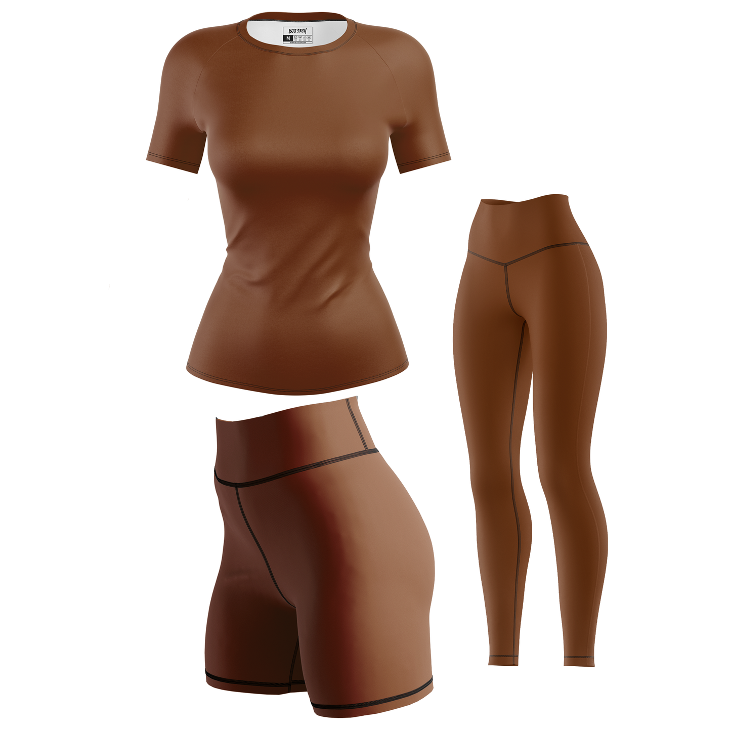 Plain Brown Women's BJJ Rash Guard - Short Sleeve