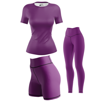 Plain Purple Women's BJJ Rash Guard - Short Sleeve