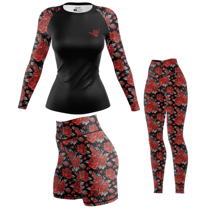 Red Death Rose Women's BJJ Rash Guard