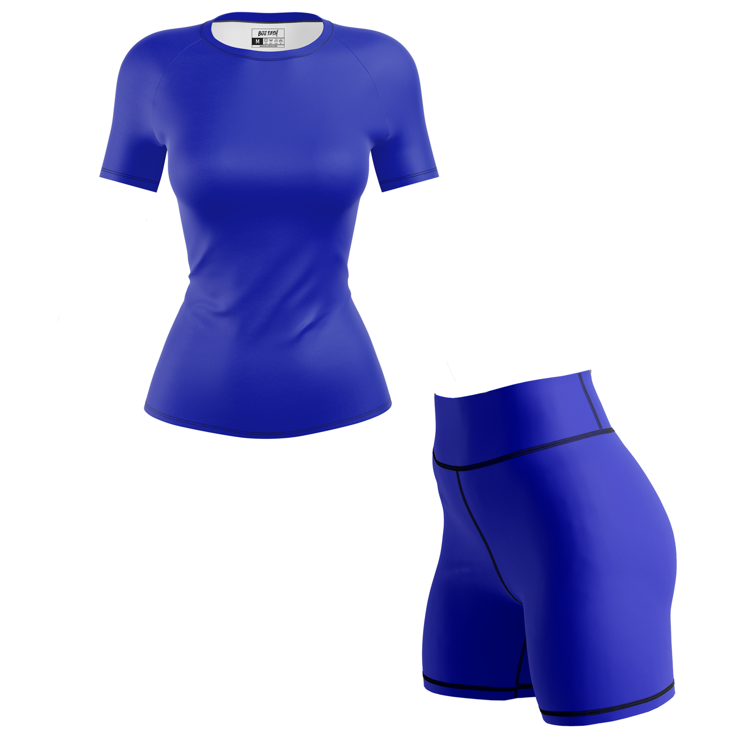 Plain Blue Women's BJJ Rash Guard - Short Sleeve