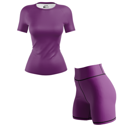 Plain Purple Women's BJJ Rash Guard - Short Sleeve