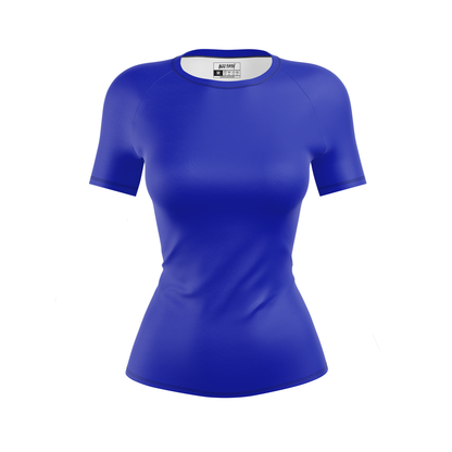 Plain Blue Women's BJJ Rash Guard - Short Sleeve