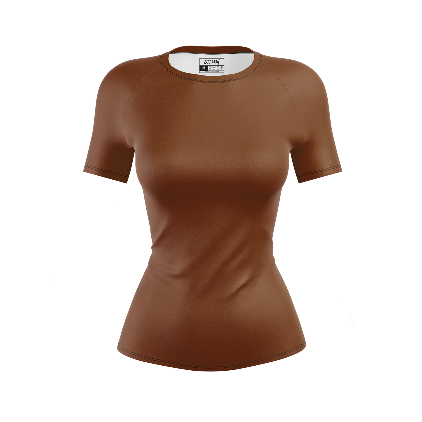 Plain Brown Women's BJJ Rash Guard - Short Sleeve