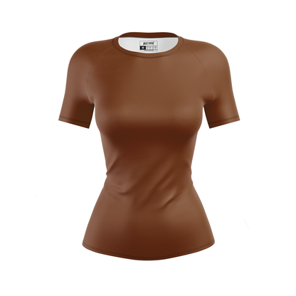 Plain Brown Women's BJJ Rash Guard - Short Sleeve