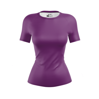Plain Purple Women's BJJ Rash Guard - Short Sleeve