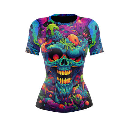 Psychedelic Lock Women's BJJ Rash Guard - Short Sleeve