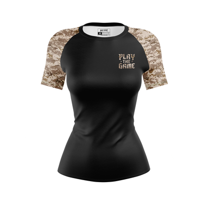 Desert Camo Women's BJJ Rash Guard - Short Sleeve