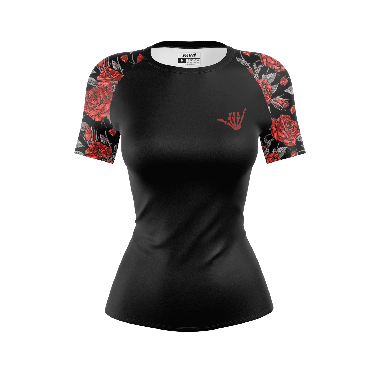 Red Death Rose Women's BJJ Rash Guard - Short Sleeve