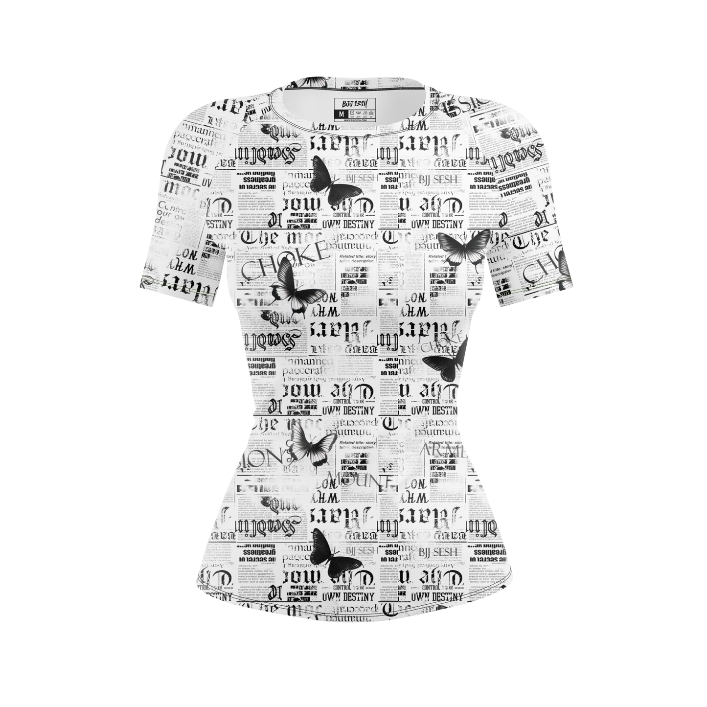 Newspaper Women's BJJ Rash Guard - Short Sleeve
