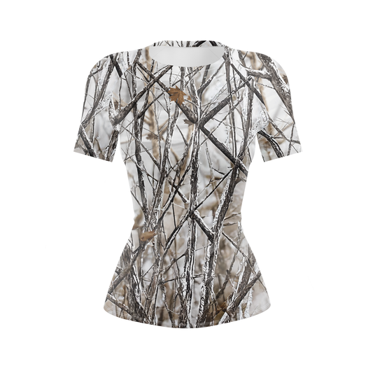 White Camo Tree Women's BJJ Rash Guard - Shortsleeve