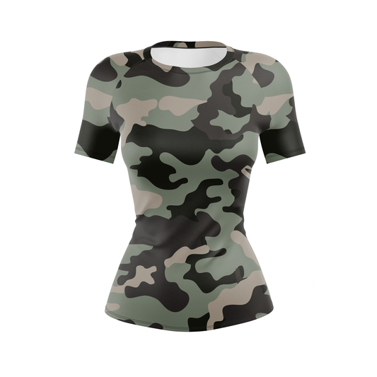Camouflage Women’s BJJ Rash Guard - Short Sleeve