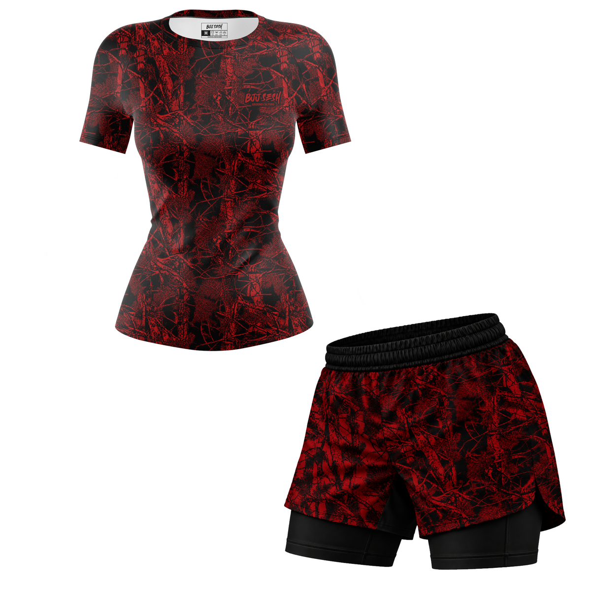 Red Forest Camo Women's BJJ Rash Guard