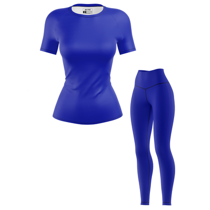Plain Blue Women's BJJ Rash Guard - Short Sleeve