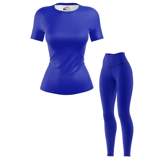 Plain Blue Women's BJJ Rash Guard - Short Sleeve