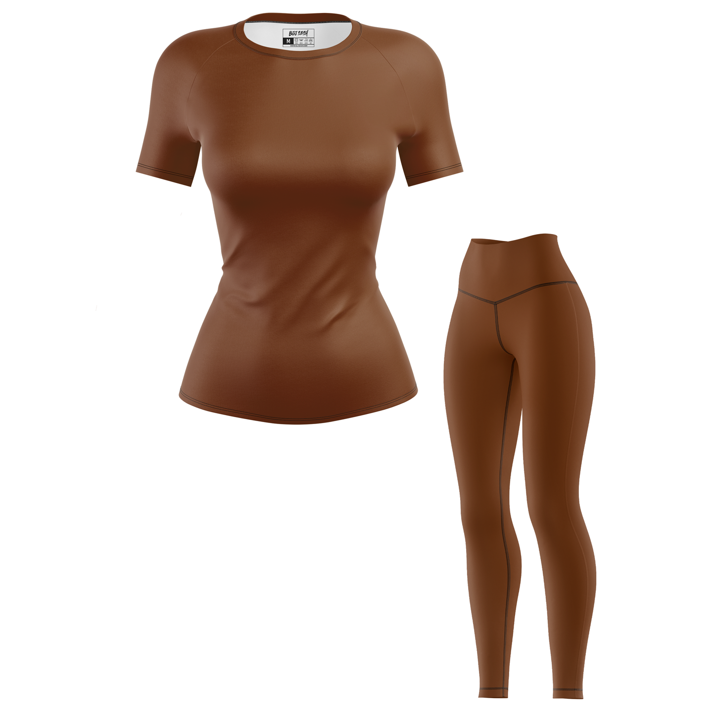 Plain Brown Women's BJJ Rash Guard - Short Sleeve