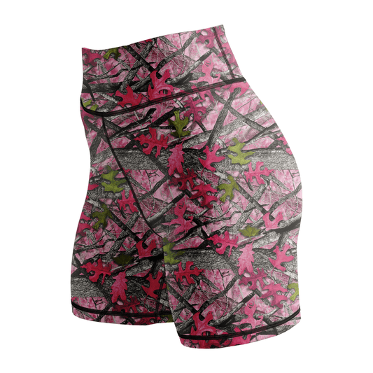 Pink Camo Tree Women's BJJ Spats Shorts
