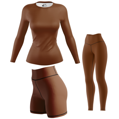 Plain Brown Women's BJJ Rash Guard